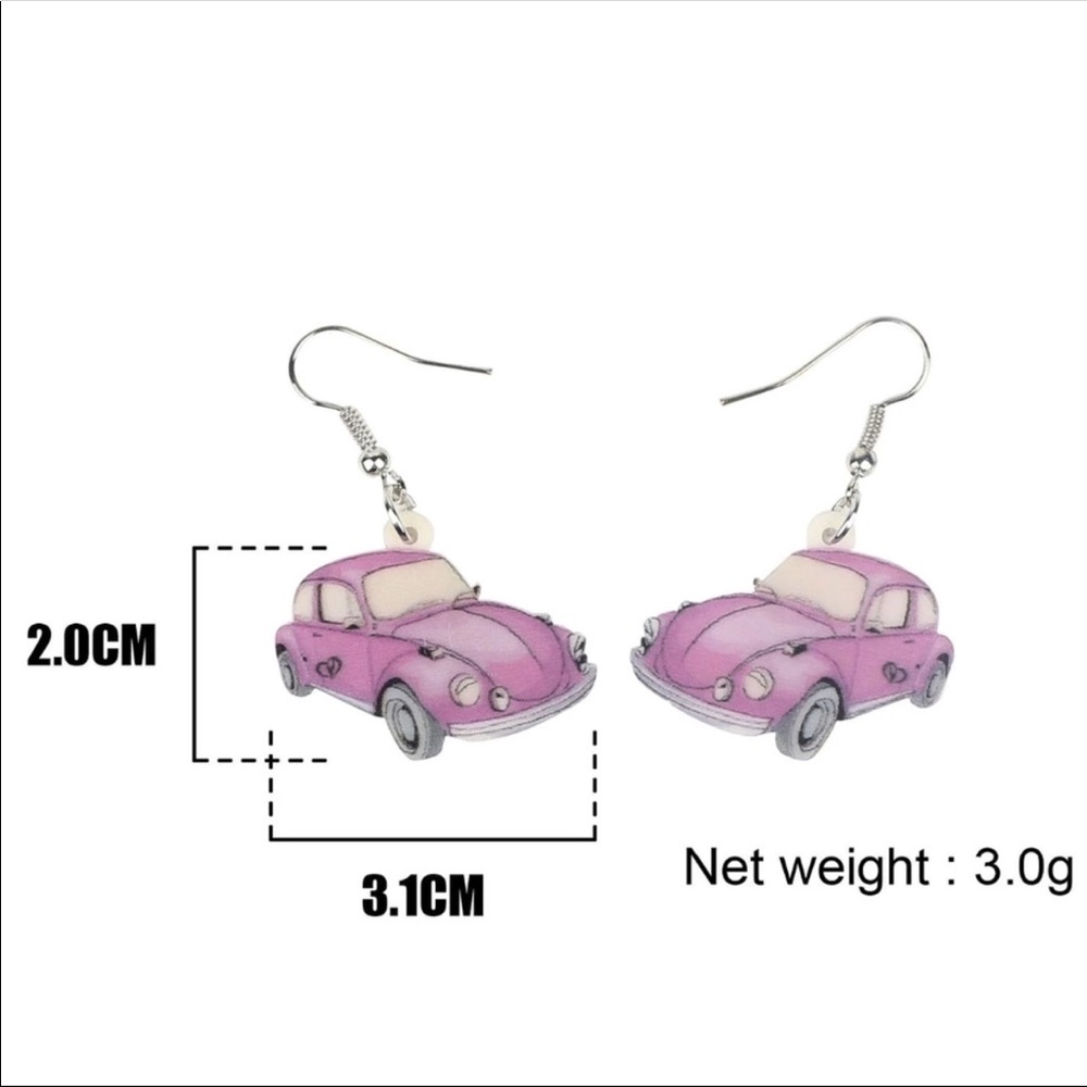 Milky Lavender Beetle Bug Acrylic Earrings - Picture 5 of 5